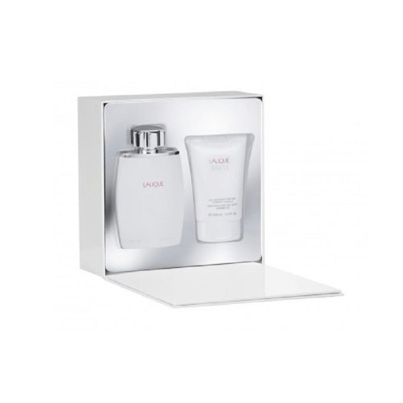 Lalique 棺材 Lalique 白色eau de厕所125 ml +体凝胶100ml  - 男人。